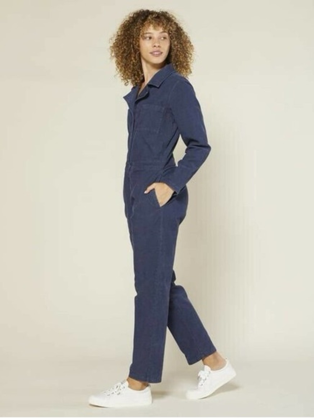 Outerknown Navy Button-Up Jumpsuit Medium Large